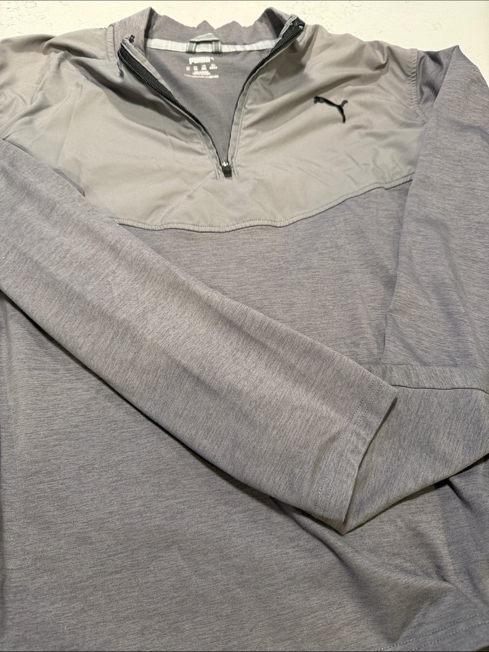 Puma Light Gray Two-Tone Quarter-Zip Pullover